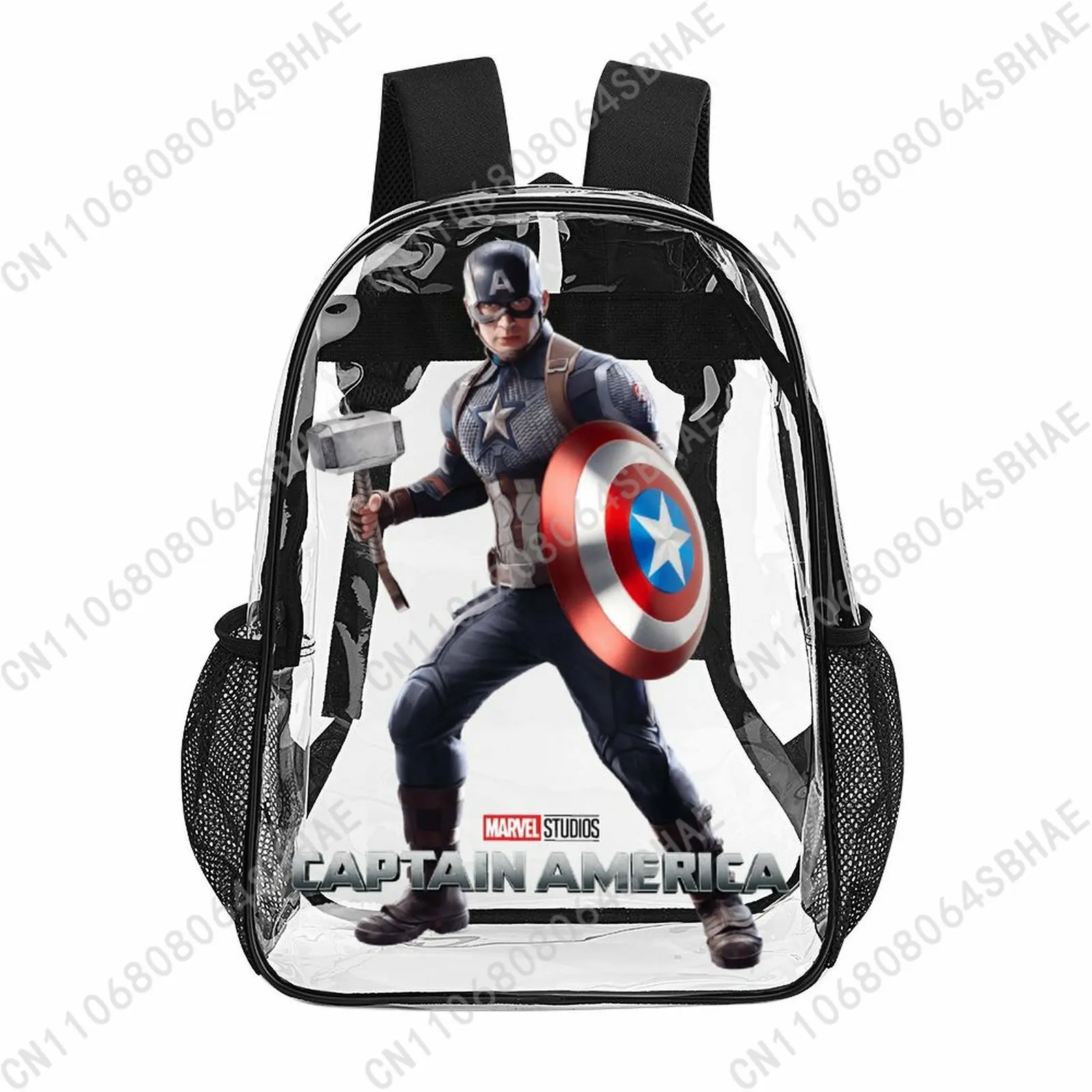 

Модный прозрачный рюкзак Marvel Captain America 17 дюймов для мужчин, женщин и подростков, персонализированная прозрачная сумка из ПВХ, подарки, косплей