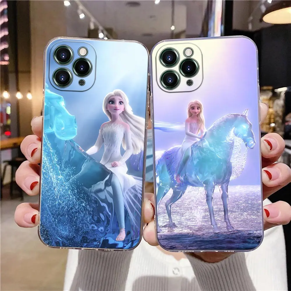 Clear Case For iPhone 16 15 14 13 12 11 Pro Max Mini Xs XR X 7 8 Plus 6 Disney Elsa Frozen Princess Cover For iphone 16 Pro Case