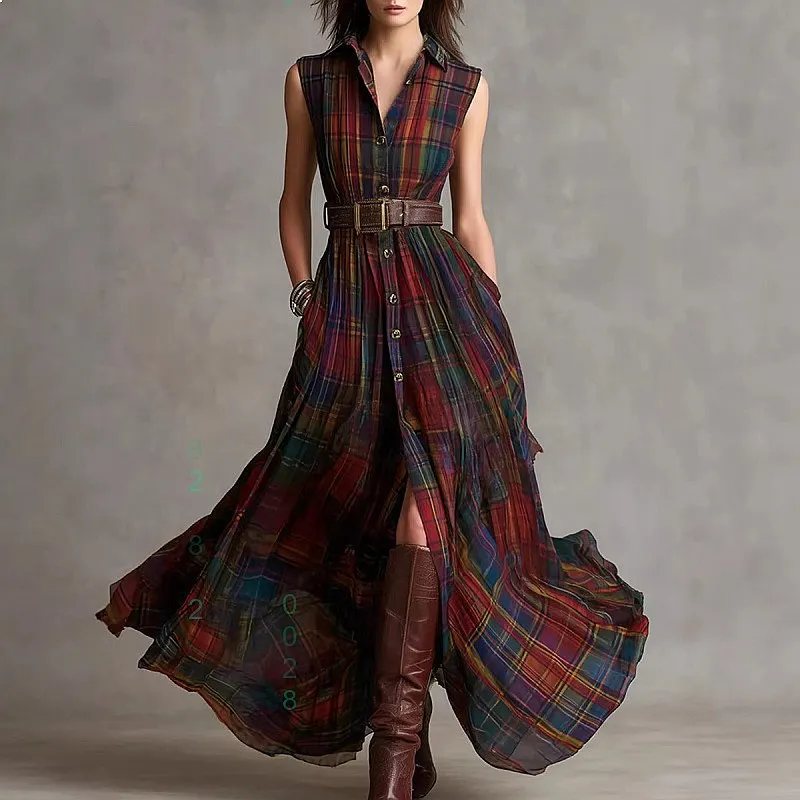 

Women's Western Bohemian Plaid Pocket Dress Dresses Spring Summer Casual Jumpsuit Playsuit