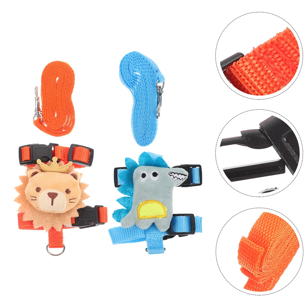 

2Sets Pet Harness Leash Cartoon Design Small Rabbit Harness Adjustable Durable Lightweight Pets Traction Rope Walking