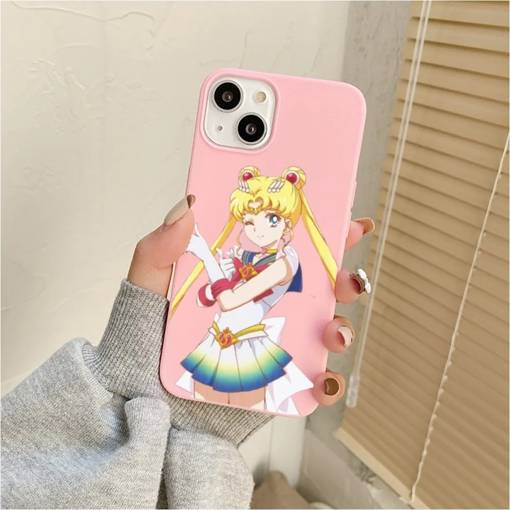 Beautiful S-Sailor M-Moon GIRLS Phone Case For Iphone 11 13 14 Pro Max X Xr Xs Max Se2020 12mini Pink Cover Case