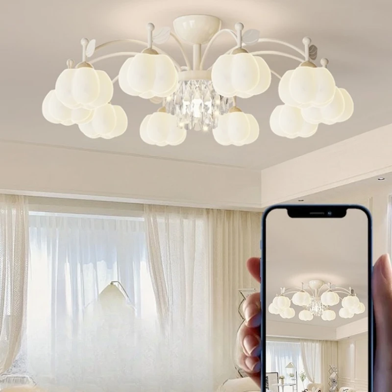 Creative cotton lamp Cream style modern simple crystal light luxury hall main lamp