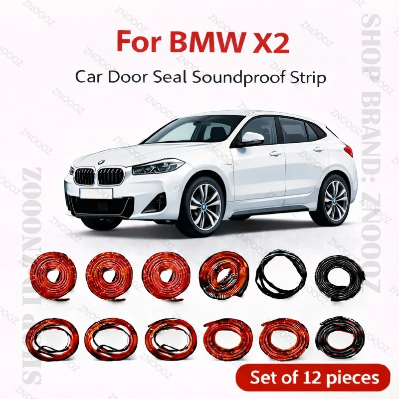 

For BMW X2 Car Door Seal Strip Rubber Double Layer Soundproof Dustproof Waterproof Door Weatherstrip 12PCS Set