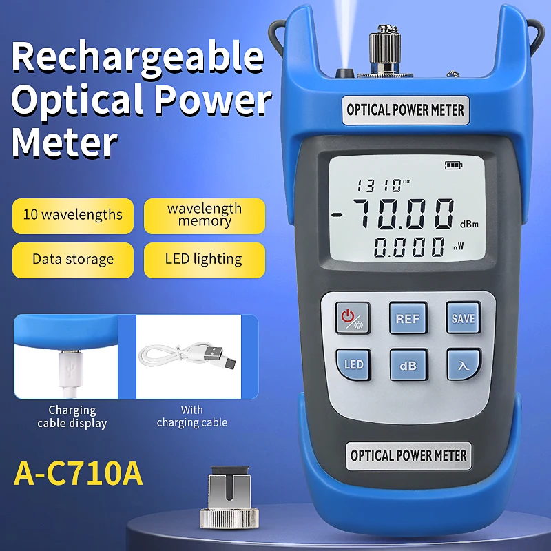 COMPTYCO Rechargeable A-C710A/C510A High Quality OPM Optical Power Meter -70~+10dBm/ -50~+26dBm Fiber Network Cable Tester