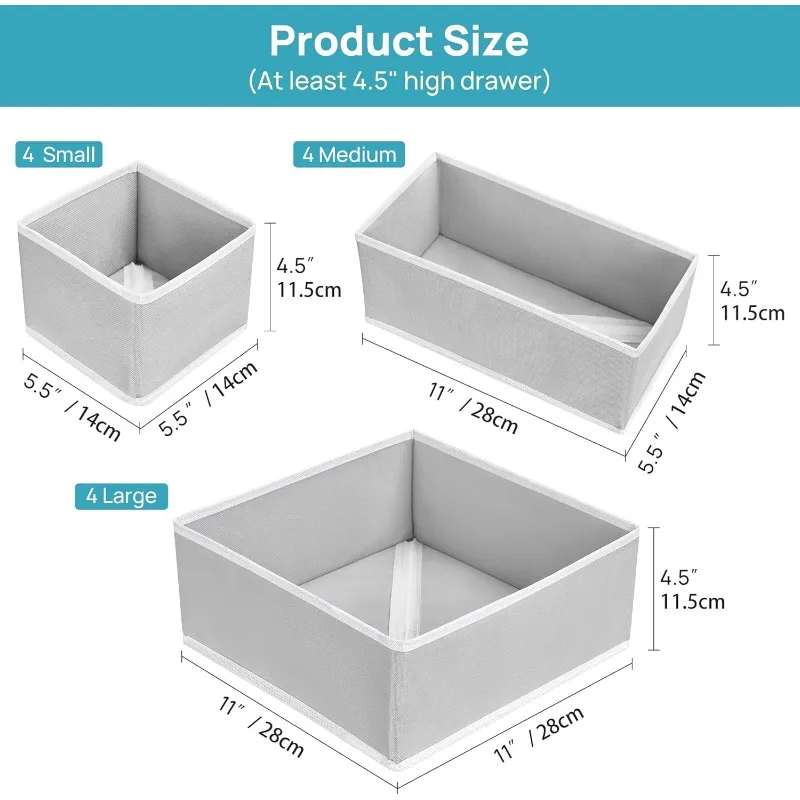 

12 piece clothing storage box, various clothing sorting and storage devices, foldable fabric wardrobe drawer storage box