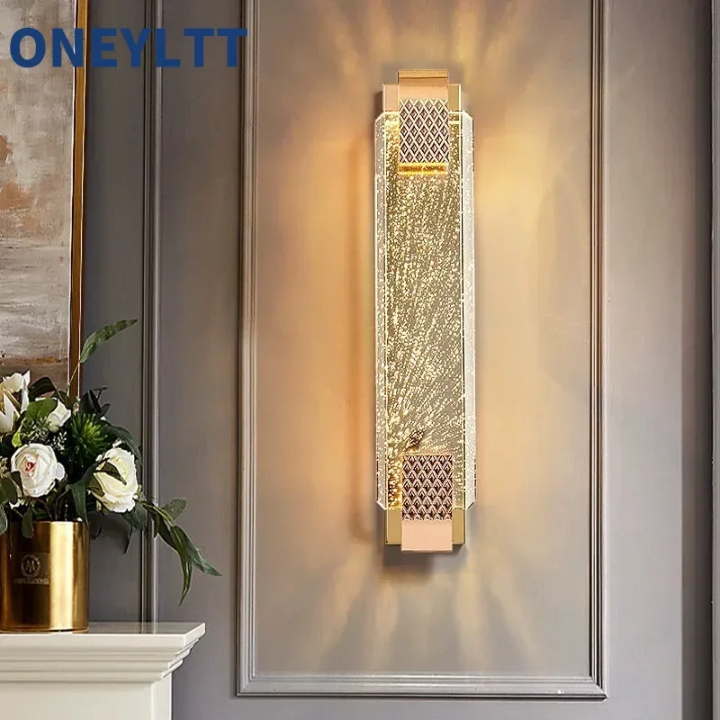 

Glass bubble wall lamp living room TV cabinet background light luxury crystal wall lamp bedroom bedside high-end wall lamp gold