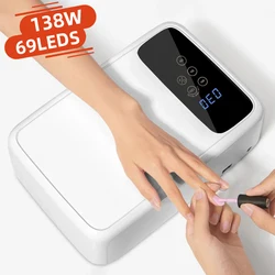 138W Powerful Nail Drying Lamp For Manicure 69LEDS Professional LED UV Drying Lamp With LCD Display Nail Salon Equipment Tools