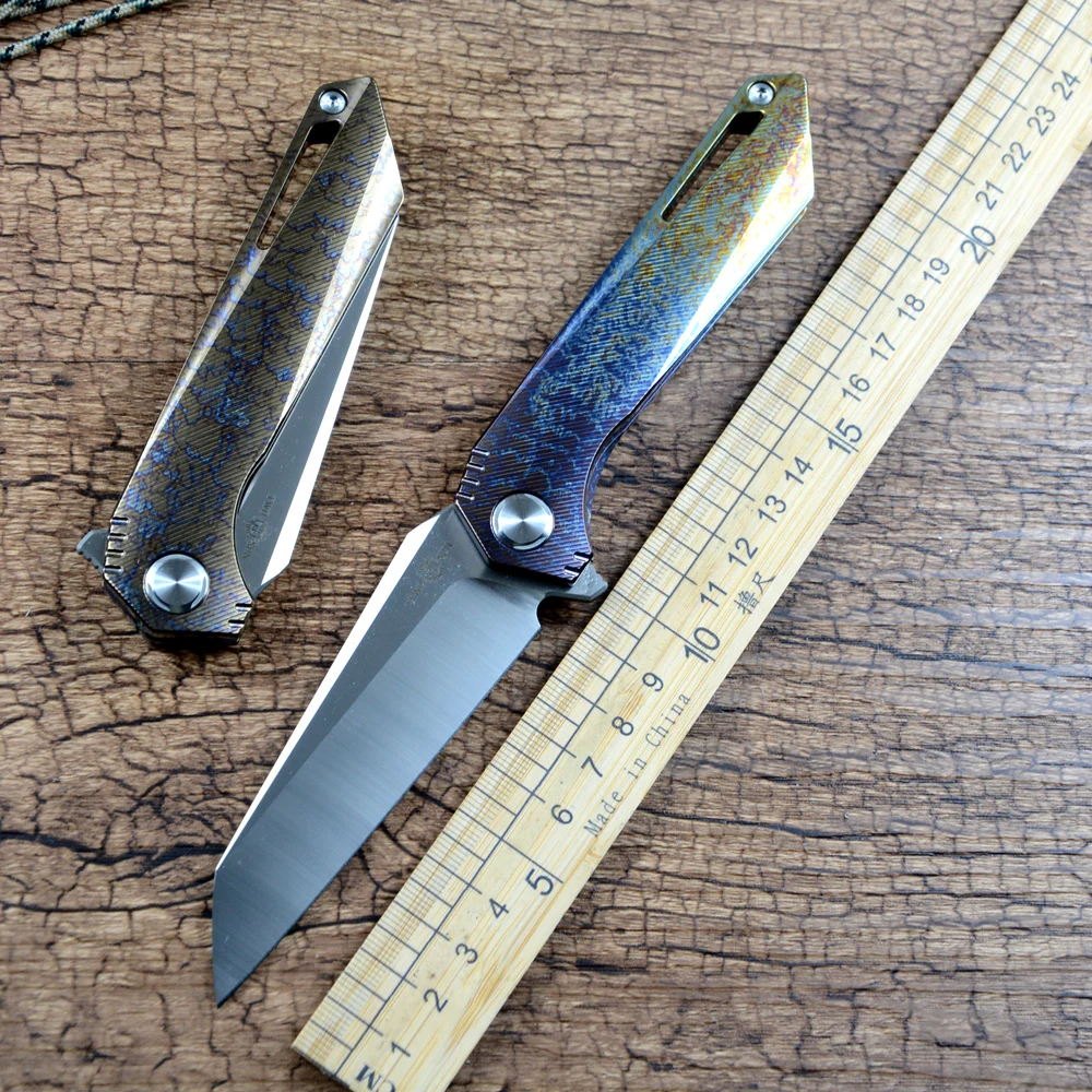 TWOSUN TS298 M390 Satin Blade Anode Colorful Titanium Handle Outdoor Camping Pocket Knife Gift Collection