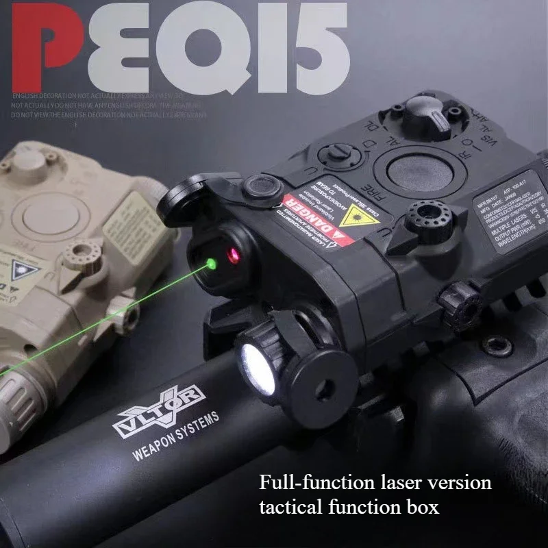 All Nylon PEQ15 Multi-functional Tactical Box with 20-22mm Rail, Green Light Flashlight and Red Laser Accessory