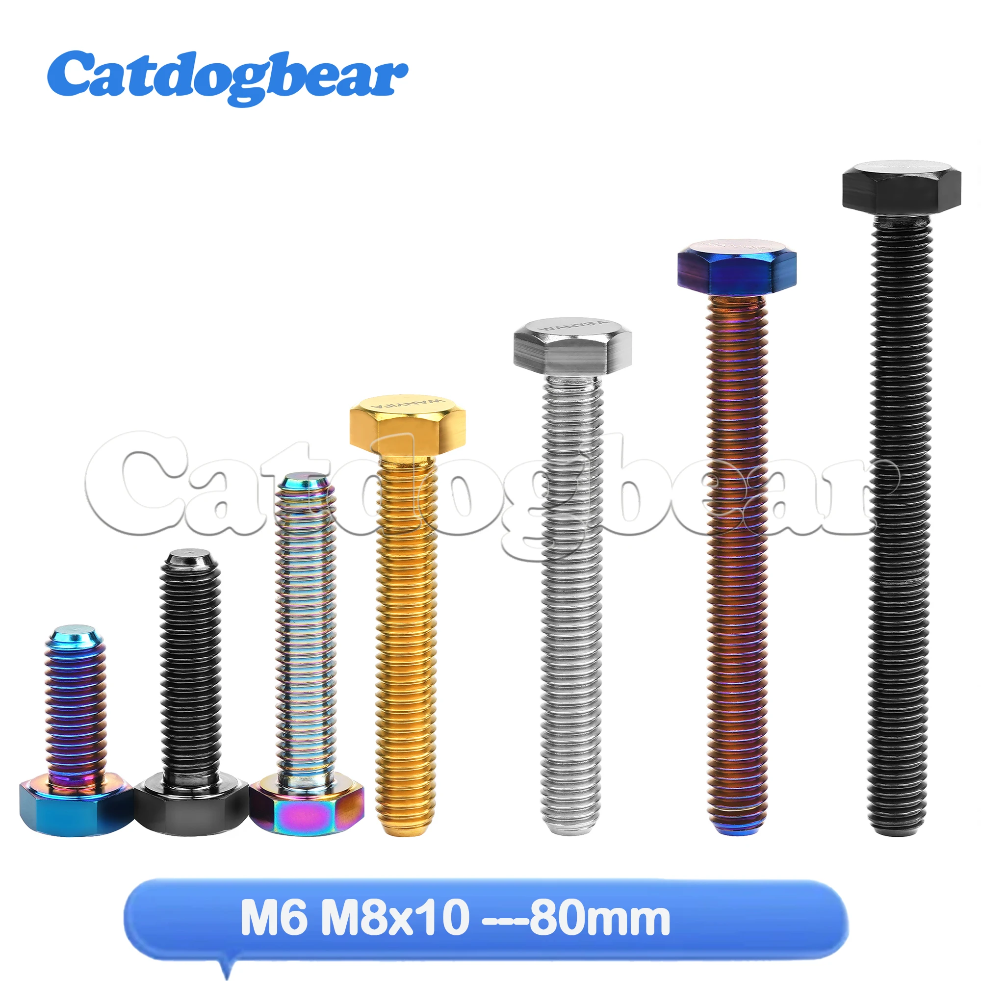

Catdogbear Titanium Bolts Pitch 1.0/1.25mm M6/M8x10/15/20/25/30/35/40/45/50/55/60/65/70/75/80 Screws for Bicycle Motorcycle Part