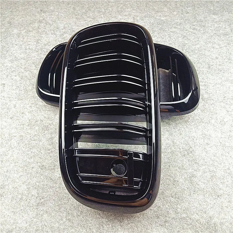Car Accessories Bumper Front Grille With Night Vision For BMW X5 F15 X5 F16 2014-2018 Glossy Black Dual Line Auto Parts Grilles