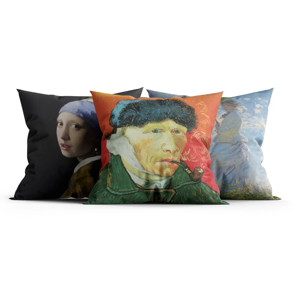 Obraz olejny dekoracyjne poszewki na poduszki gwiaździste niebo autoportret słonecznikowa Sofa sypialnia dwustronna poszewka na poduszkę