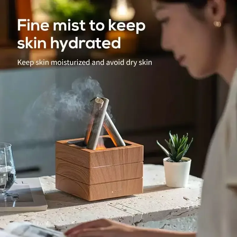 

Air Humidifier Flame Essential Oil Diffuser Home Aroma Humidifier Mini Aromatherapy Fragrance Diffuser with Night Light for Room
