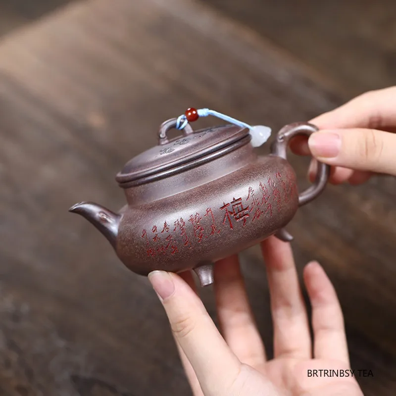 

150ml Chinese Yixing Handmade Purple Clay Teapot Beauty Tea Infuser Kettle Tradition Hand-carved Zisha Tea Pot Household Teaware