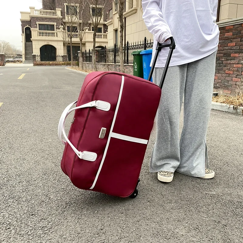 Maleta de viaje, bolsa de equipaje rodante, bolsa de viaje con carrito de viaje corto de negocios, bolso de gran capacidad con ruedas para hombres y mujeres