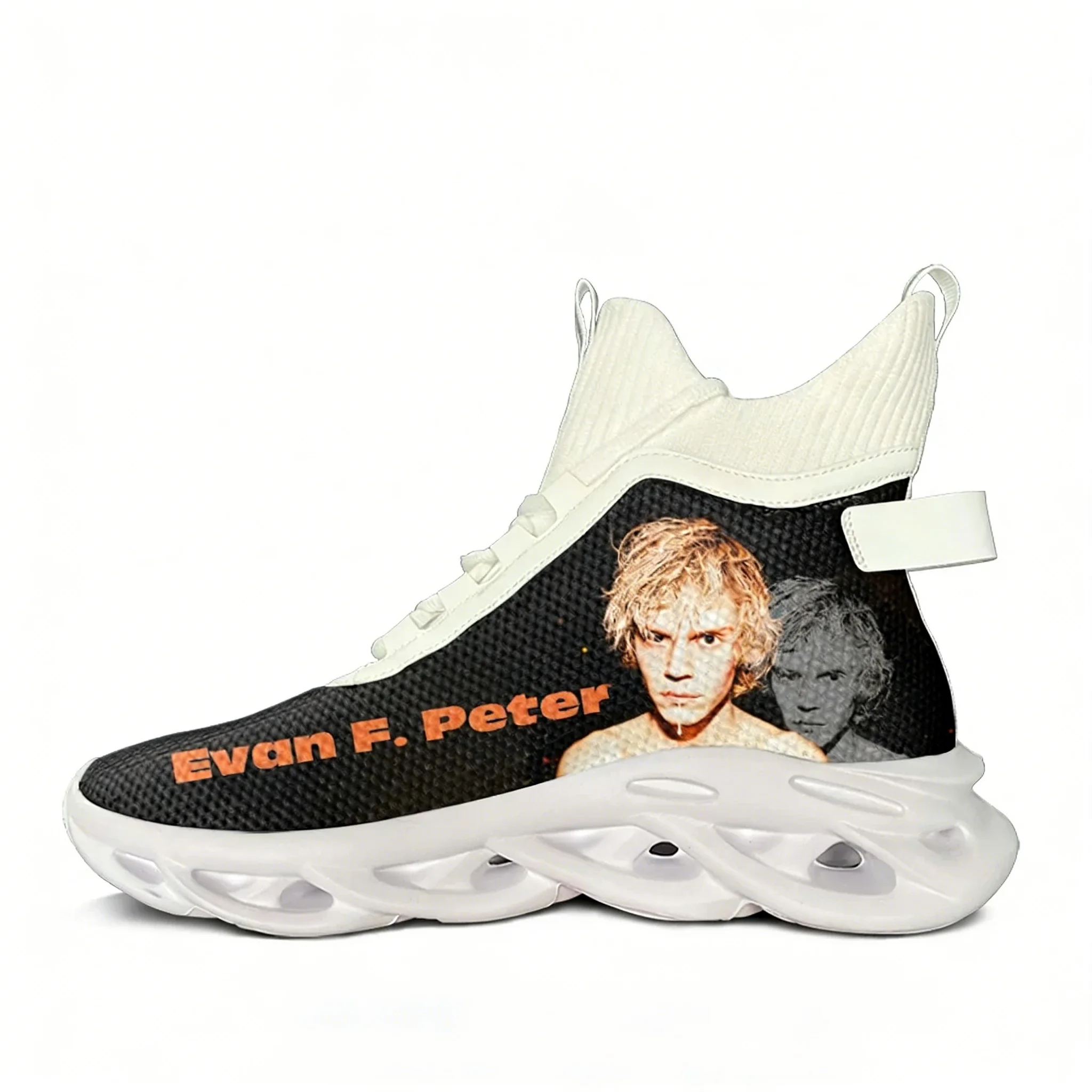 

Кроссовки Evan Peters Actor High Top Flats для мужчин и женщин, спортивная обувь для походов и путешествий, беговая обувь, индивидуальные кроссовки для путешествий