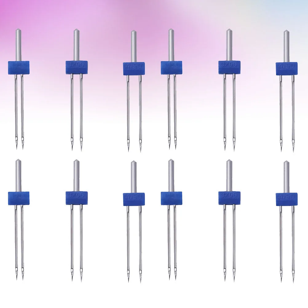 

12pcs Sewing Machine Double Needles For Knits Machine Twin Needles Double Quilting Elastic Decorative Stitching Straight