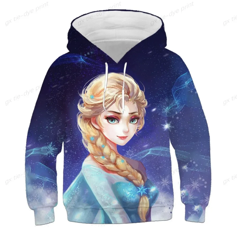 Fashion Children Girls Snow White Hoodies 2022 Spring Autumn Casual Sweatshirts Disney Series Cartoon Hooded Tops 1-14 Years Old