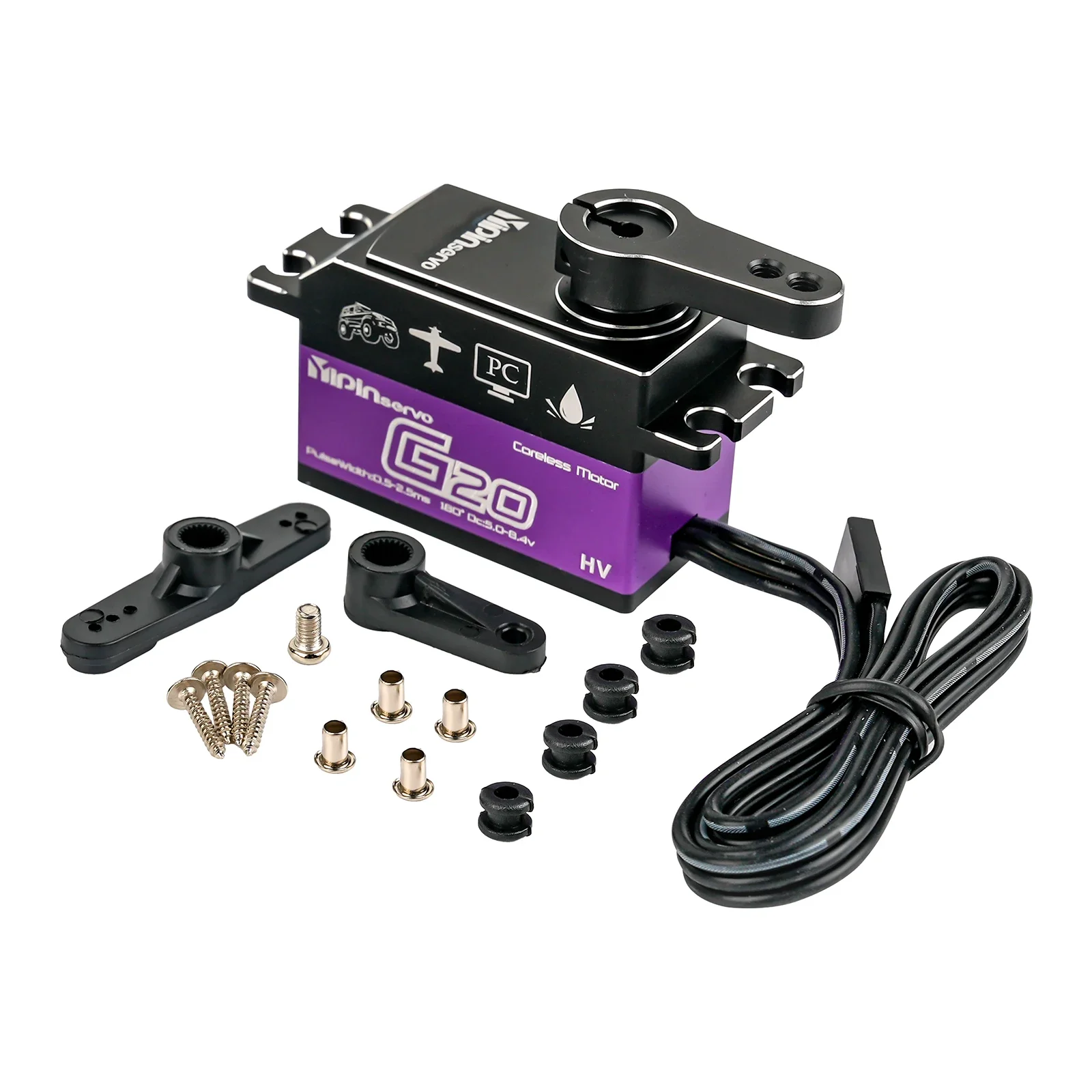 YP3320CLS Motore coreless con ingranaggio in acciaio a coppia elevata servo digitale da 20 kg 180/270/360 °   Corpo corto per robot per auto RC fai da te