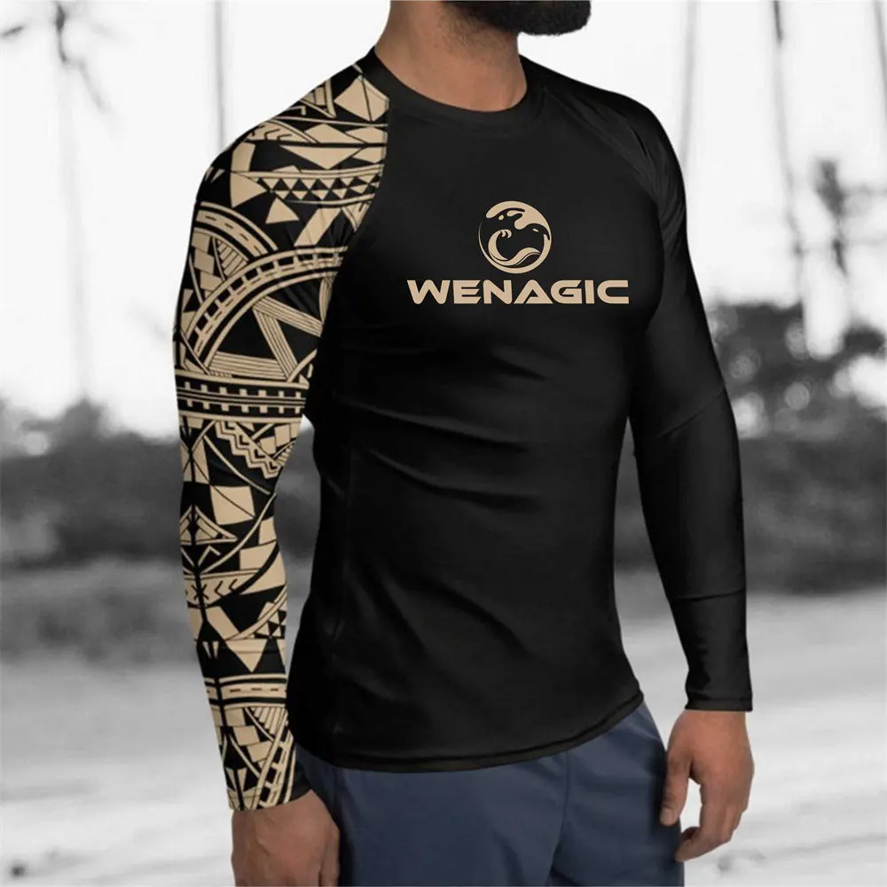 New Men Rash Guard Surfing Diving Suits UV Protection Tights Rashguard Long Sleeve Swim Float Suit Swimming T Shirt Surf Clothes