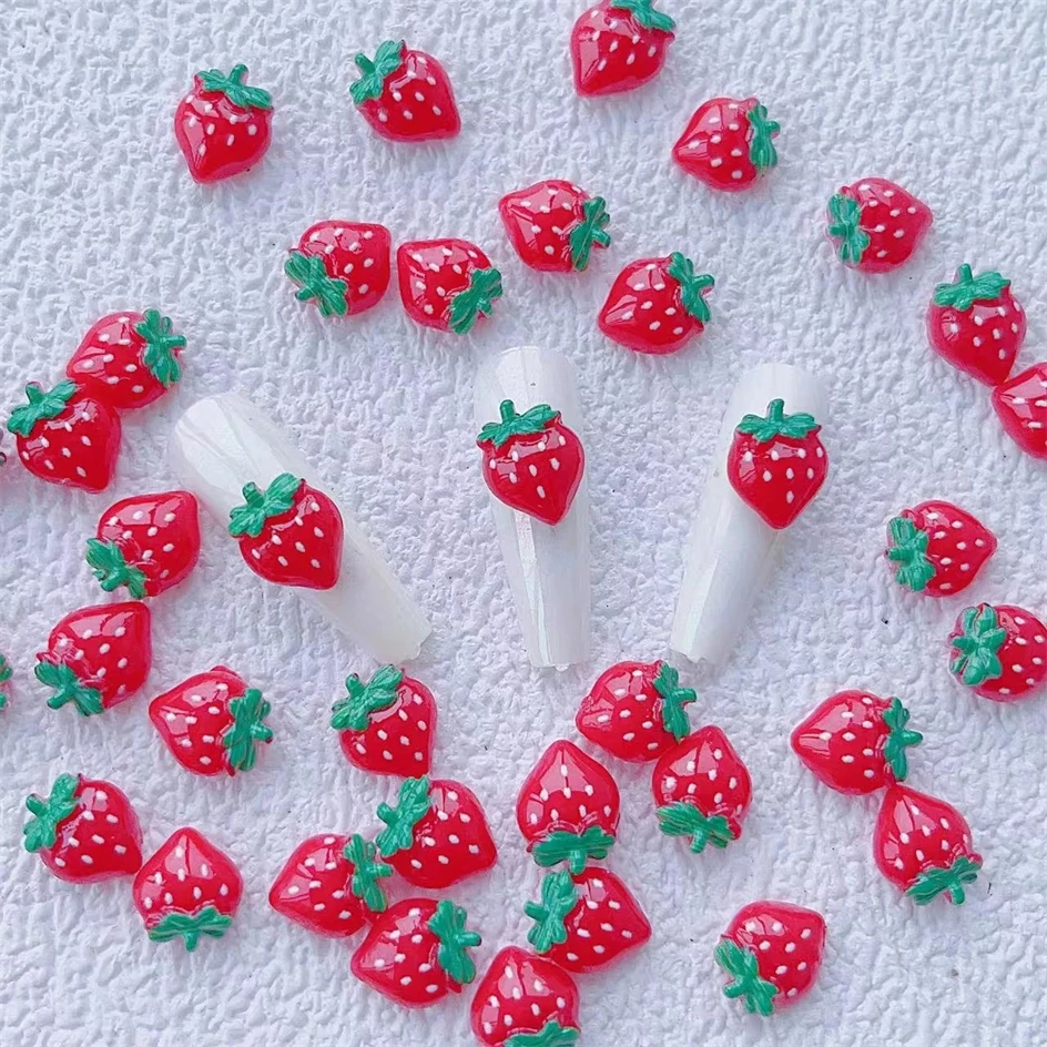 10Pcs 3D Resin Mini Cherry Watermelon Gems Nail Art Charms Sweet Fruit Flatback Jewelry Design Nail Decorations Rhinestones 10mm