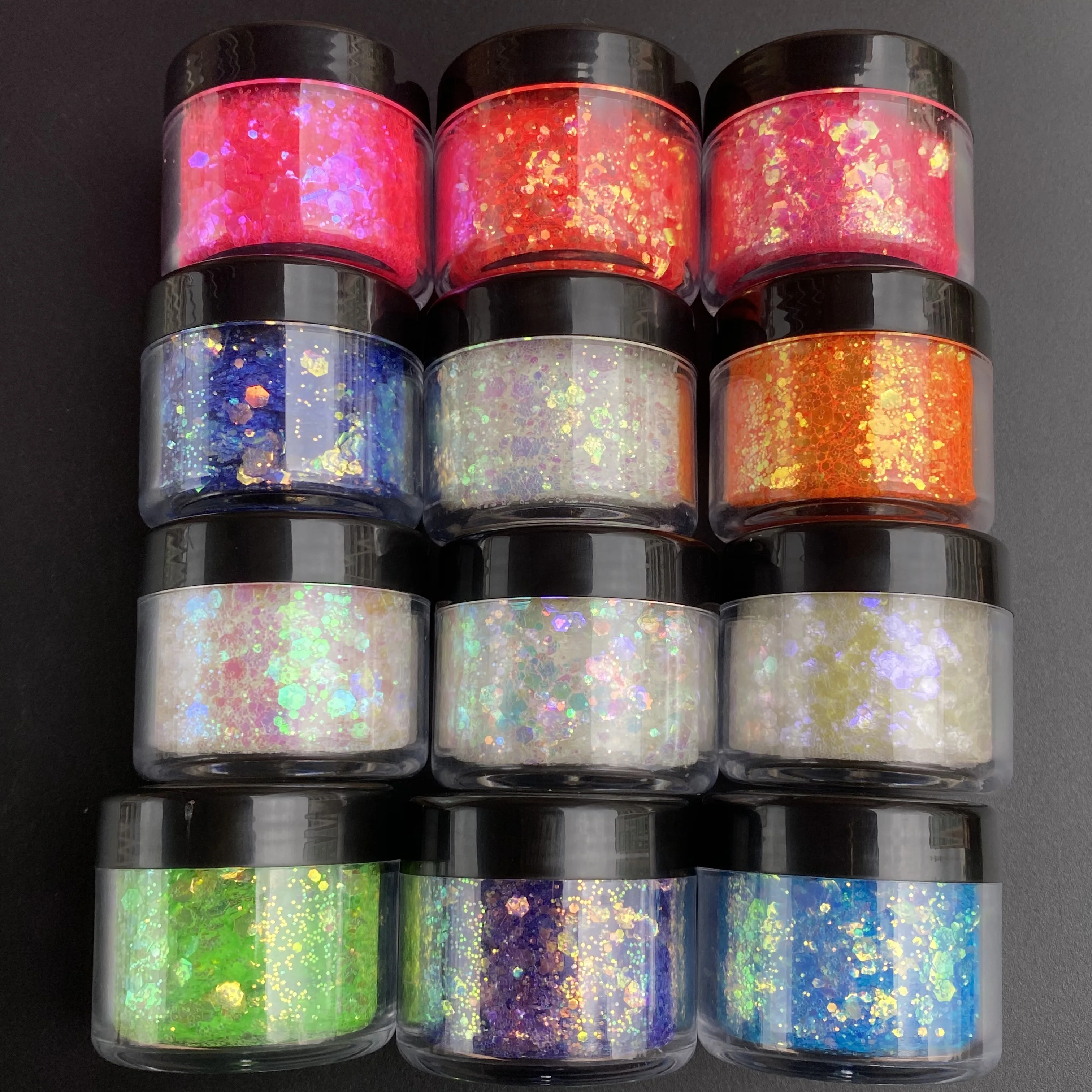 15g/Jar kilau tinggi kuku payet bubuk campuran Chunky Glitter massal untuk kerajinan Epoxy Resin Tumblers