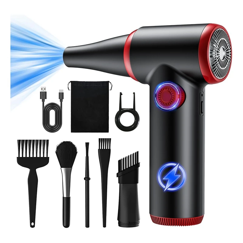 

Пылесос со сжатым воздухом Электрическая пневматическая тряпка 100500 Об/мин со светодиодной подсветкой, перезаряжаемый воздуходувка для компьютера, ПК