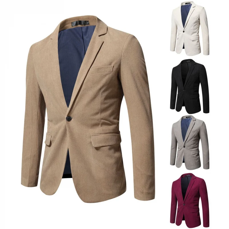 

New Men's corduroy suit jacket fashion casual slim-fitting England style casual male blazer