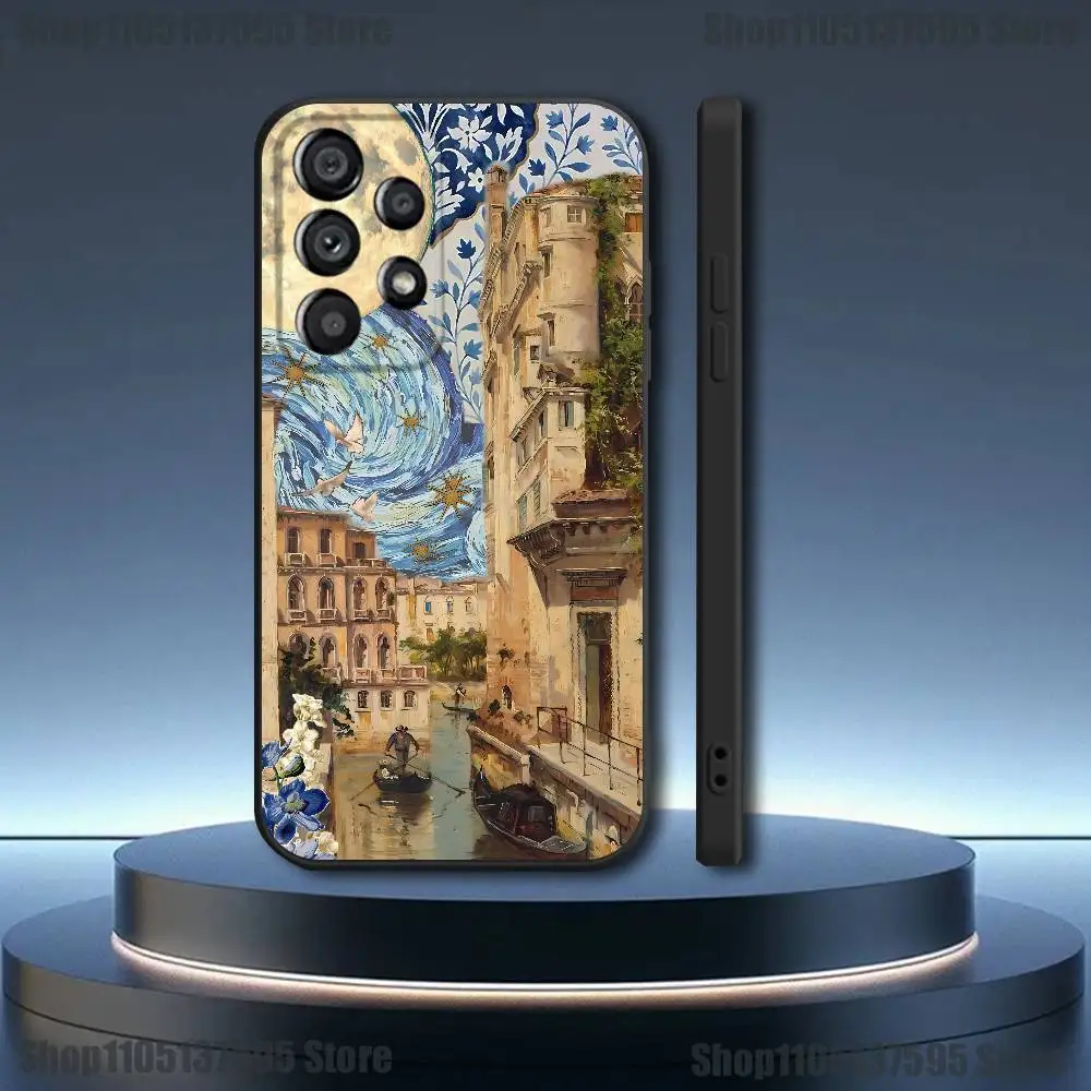Autumn Retro Oil Painting Phone Case  For Samsung Galaxy A73,31,32,72,41,53,52,71,22,5G,Note,J7,8,9 Soft Black Cover