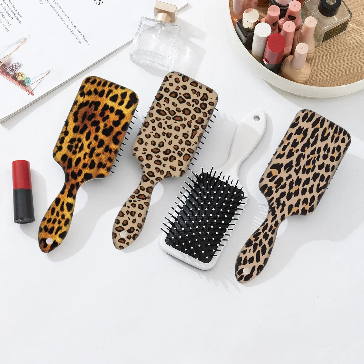 

1 Расческа с леопардовым принтом и воздушной подушкой, Антистатическая щетка для волос, подходит для всех типов волос