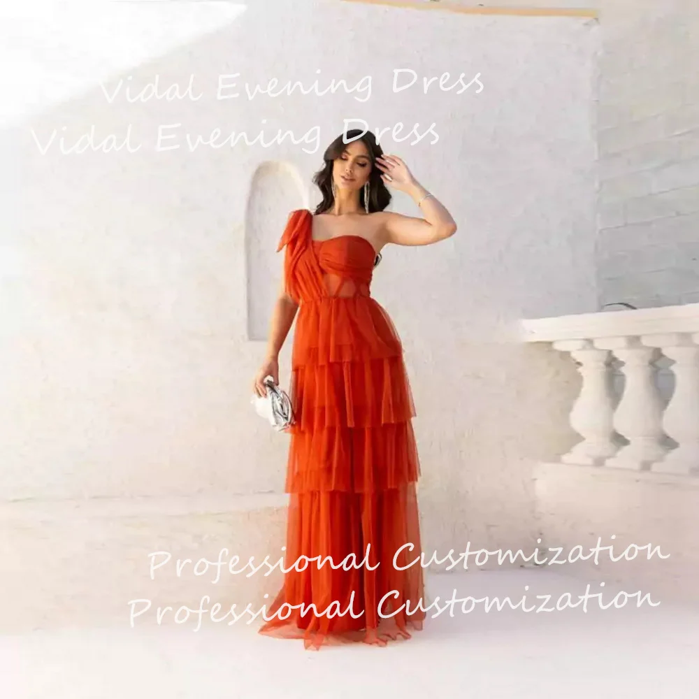 

Vindal Evening dresses Chiffon Sleelveless One-shoulder Ribbons A-line Floor-Length Modern-style High-Quality For Woman 2024