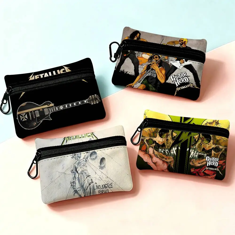 Guitar M-Metallica Waterproof Oxford Cloth Zipper Wallet Portable Hanging Small Coin Purse For Travel