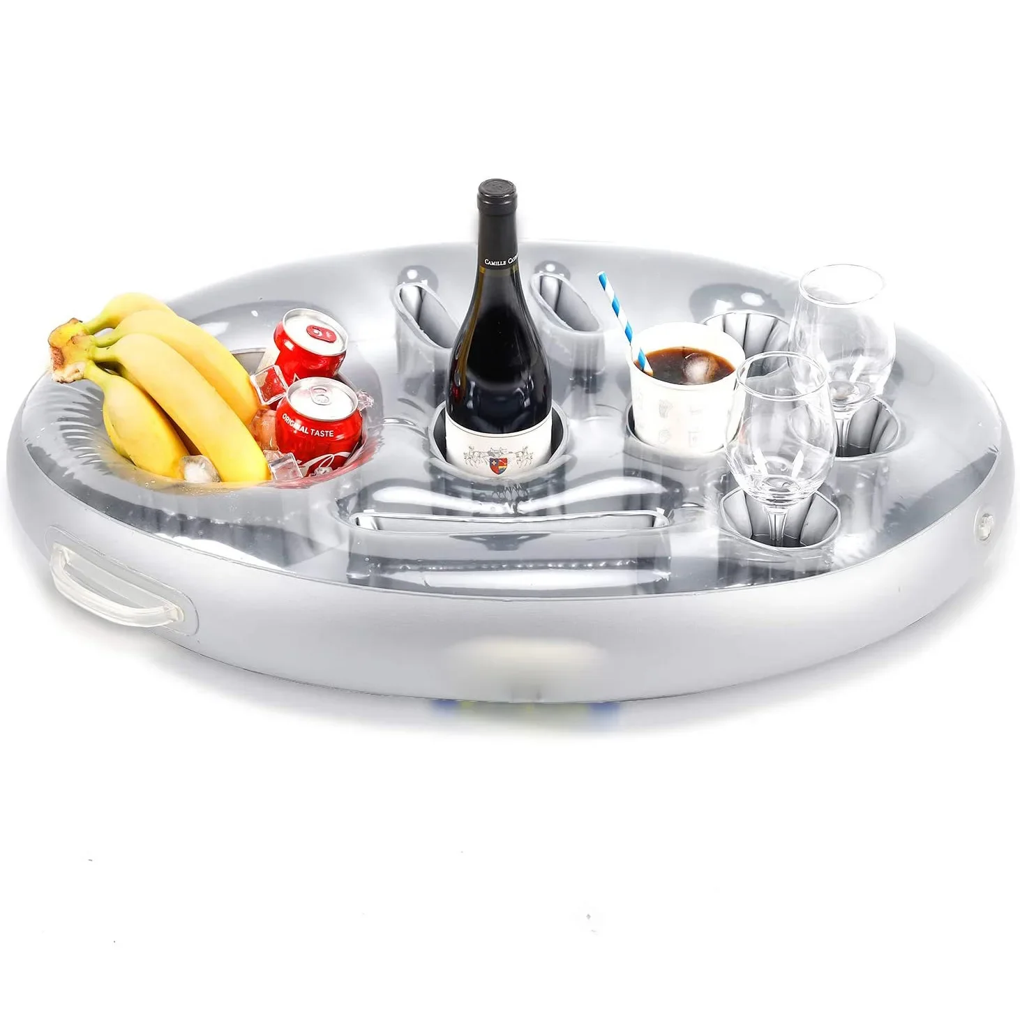 Pool Inflatable Coaster Tray Avocado Rainbow Cloud Shape Drink Plate Floats Cup Holder Organizer Supply Pool Food Holder