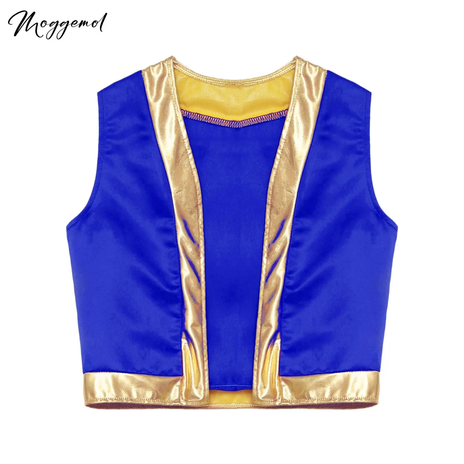 Kids Girls Boys Toad Vest Costume Arabian Prince Cosplay Vest Role Play Costume Open Front Waistcoat Halloween Dress Up Outfits