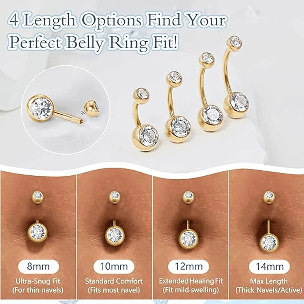 Gold Belly Button Piercing Kit – 14G Hypoallergenic Navel Ring Set With Gun, Zodiac Astrology Jewelry For Summer Beach Vacation