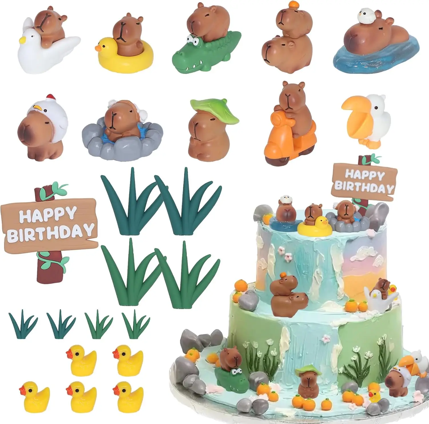 Decoración para Pastel de Capibara BiBo, Mini Figuras de Capibara para Decorar Cupcakes, Recuerdos para Fiestas Temáticas de Capibara