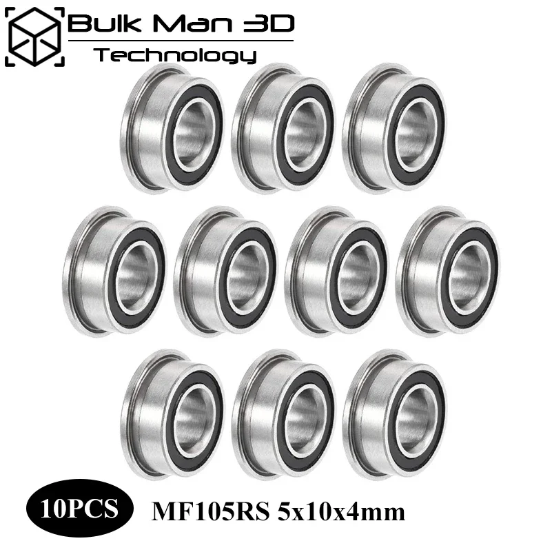 미니어처 크롬 플랜지 MF105RS 베어링, 깊은 홈 볼 베어링, 3D 프린터용 MF105-2RS, MF105 RS, 5x10x4mm, 10 개