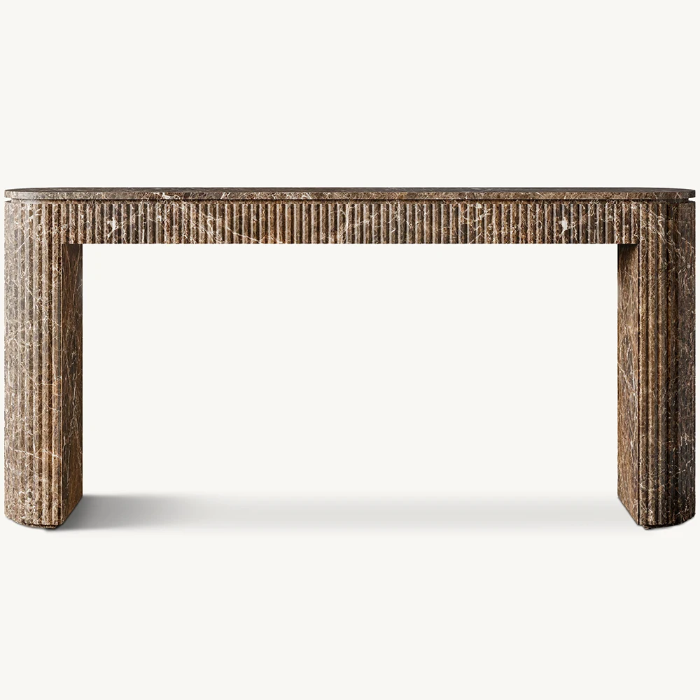Customized Modern Light Luxury Console Table Dark_Emperado Marble Finish Elegant Narrow Living Room Door