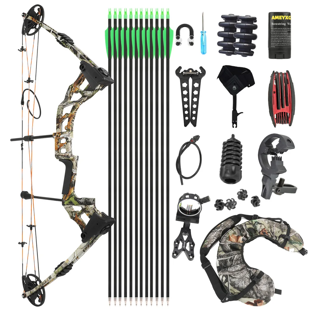 Archery Compound Bow Kit 0-70lbs 320fps Arrow Speed 24-30'' Draw Length Let-off 80% Axle-axle 33'' for Target Shooting Hunting