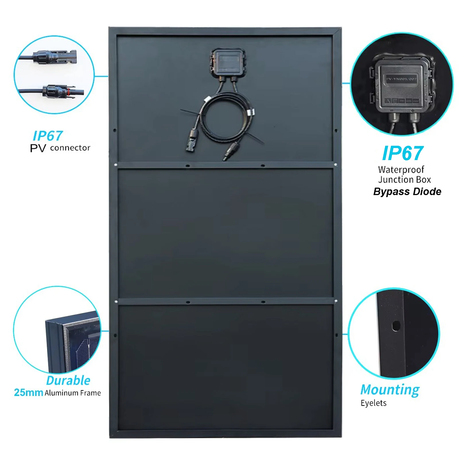 Panel Słoneczny 400W 300W 200W 150W Zestaw Paneli Słonecznych Aluminiowa Rama Panel Fotowoltaiczny Ładowarka 12V do Kampera Łodzi Domu RV — zdjęcie produktu 3