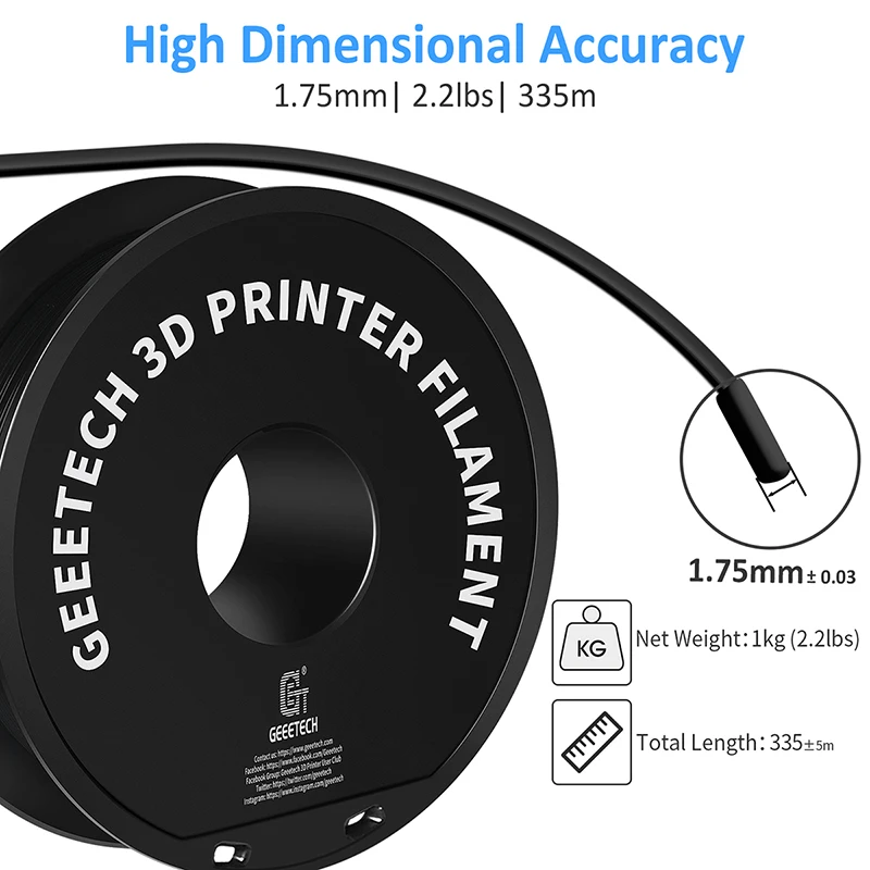 Imagem -03 - Geeetech-pla Filament Plastic para Impressora 3d Tangle- 3d Printing Wire Materials Embalagem a Vácuo 10kg 175 mm