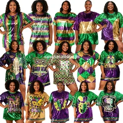 Women Mardi Gras Dress Jersey Ladies Holiday Fat Tuesday Queen of Mardi 2024 Outfits Costumes For Women