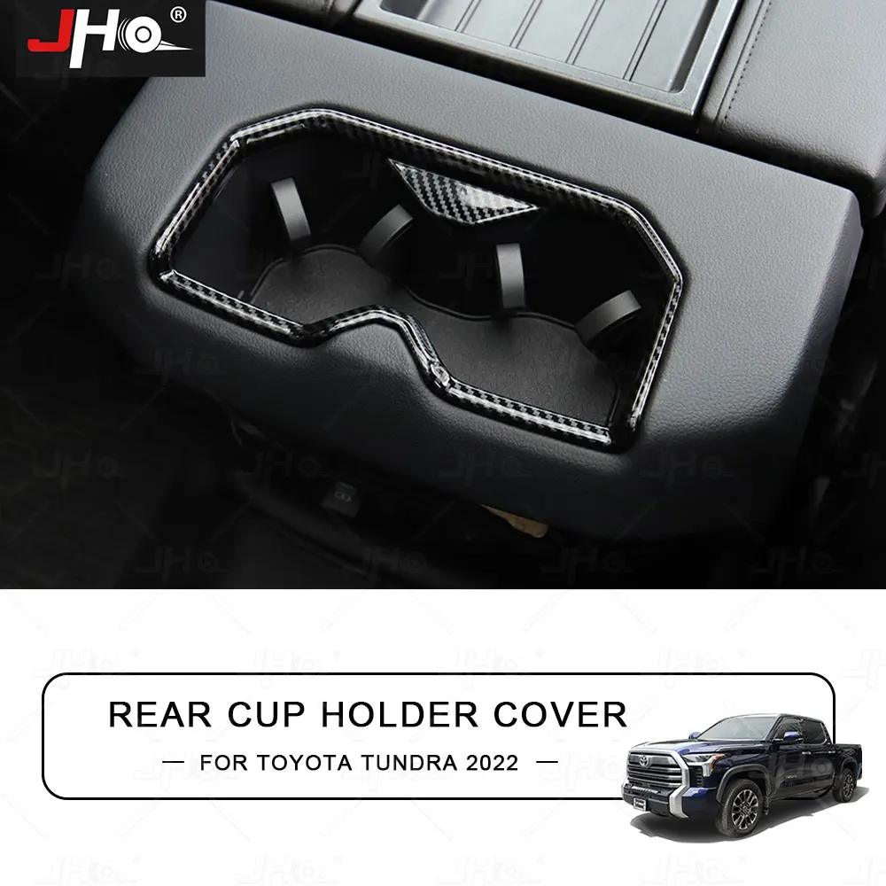 

JHO ABS Carbon Grain REAR Cup Holder Panel Overlay Cover Trim For Toyota Tundra 2022 2023 Car Accessories