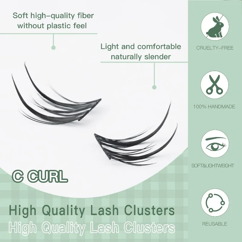 JIZI-LASH Ciglia a grappolo fai-da-te 8 file Manga naturale Estensione ciglia individuali Kit ciglia finte Strumento per il trucco delle donne