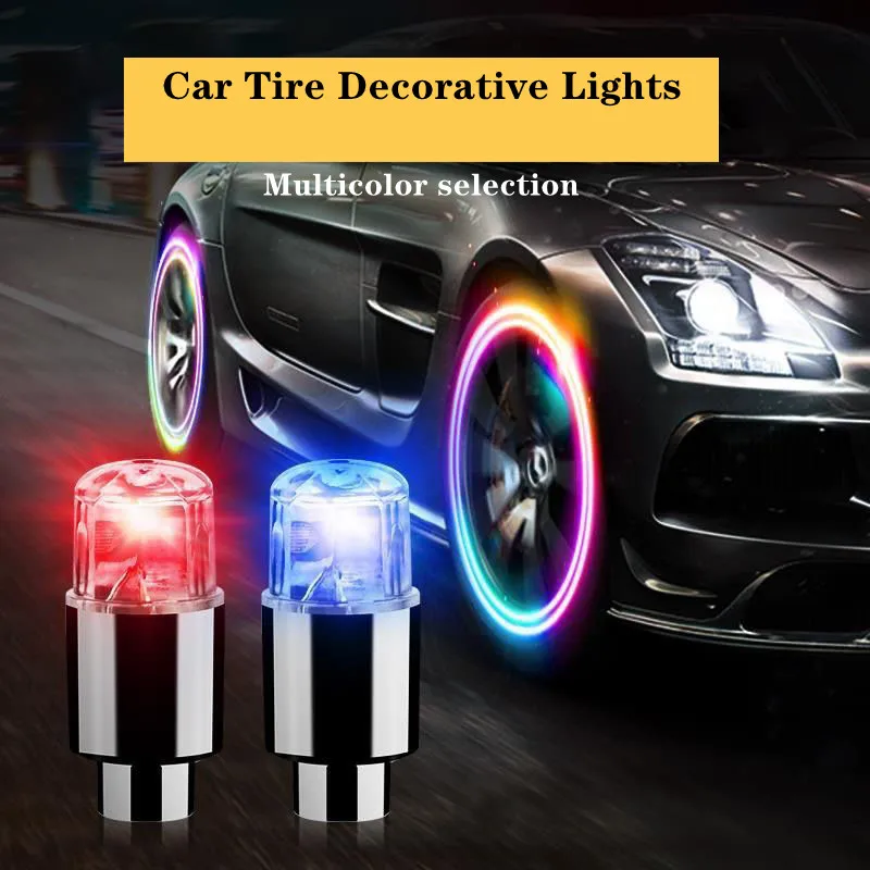 

2/4PCS Car Tire Valve Cap Wheel LED Light Motocycle Lights Decorative Lantern Lights Colorful Cycling Hub Flash Spoke Neon Lamp