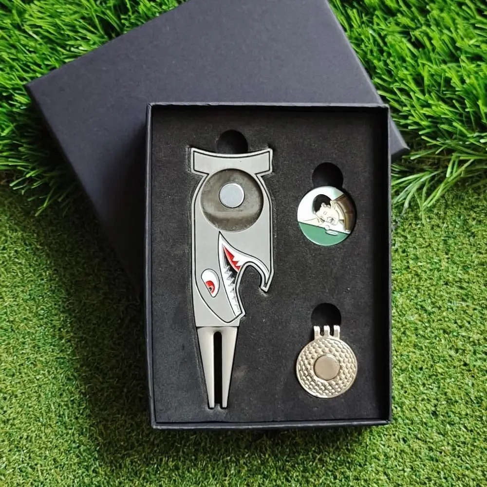 

4 in 1 Golf Divot Fork Repair Tool Anti-rust U-shaped Holder Golf Gift Set Ensures Accuracy Shark Divot Repair Tool