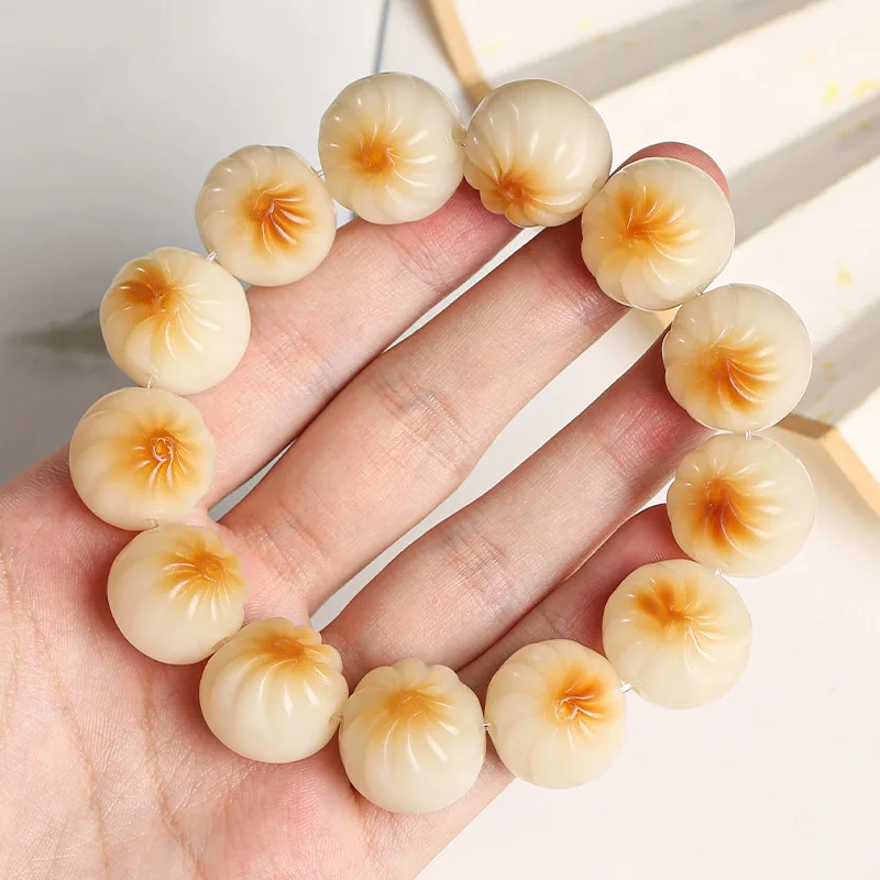 White Jade Bodhi Root Bracelet Stuffed Bun Cat Claw Design Refined Single Loop to Pass the Time Finger Toys Jewelry Gift