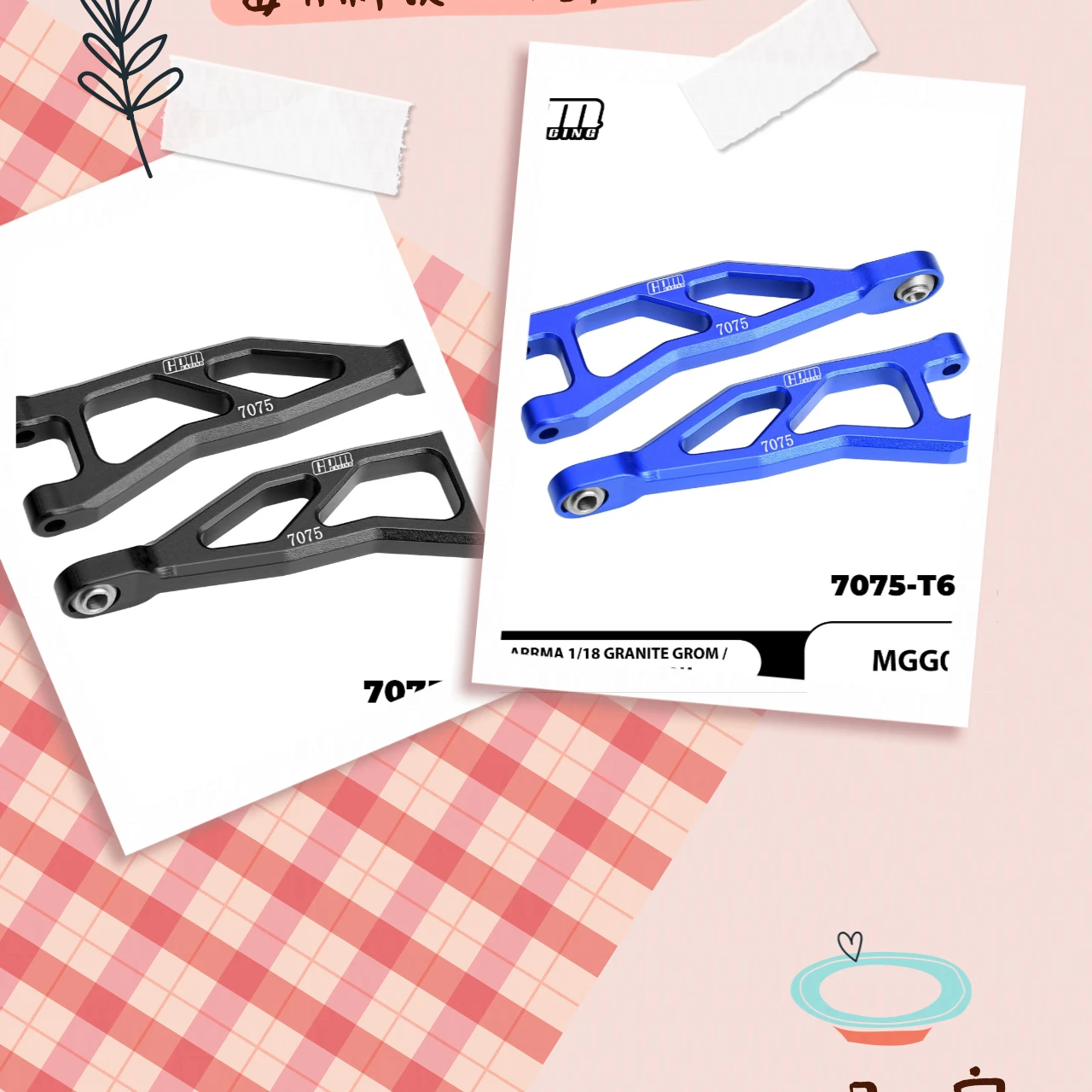 GPM Alloy 7075 أذرع التعليق العلوي الخلفي ARRMA 1/18 جرانيت جروم تايفون جروم