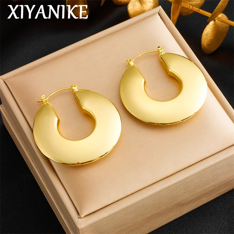 

XIYANIKE 316L Stainless Steel New Gold Color Classic Luxury Metal C-shaped Fashion Earrings for Women 2023 New Wholesale Серьги