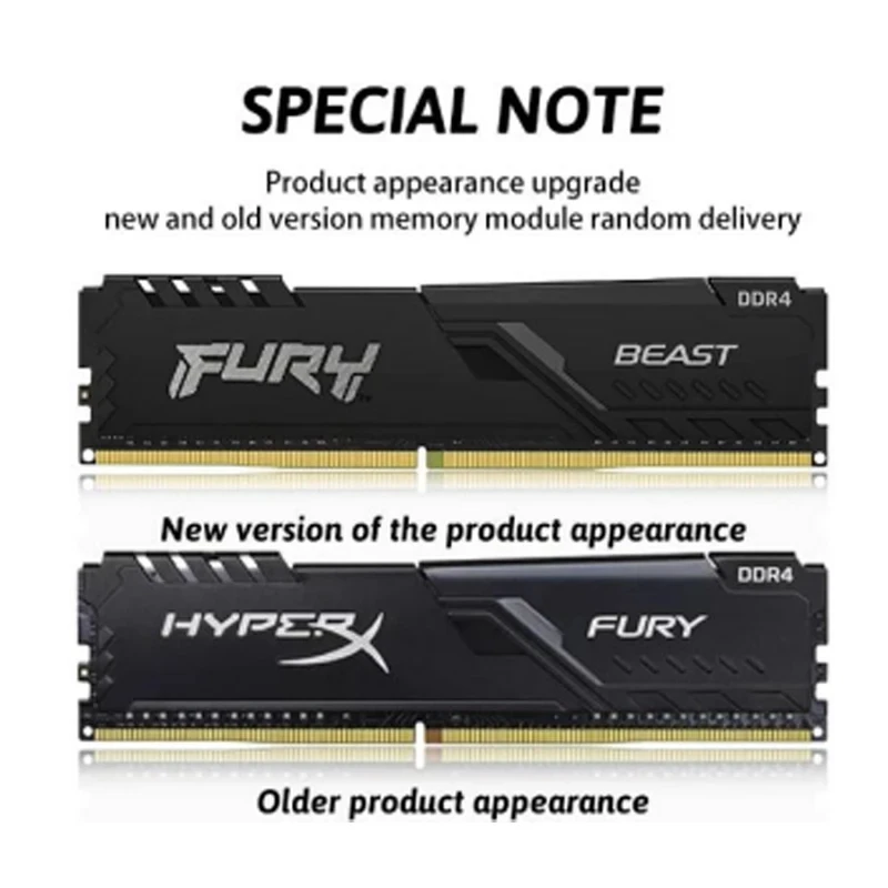 original HyperX Fury 8GB 16GB 32GB DDR4 3600MHz 3200MHz 2666MHz 2400MHz 2133MHz DRAM CL18 CL16 1.35V DIMM 288pin